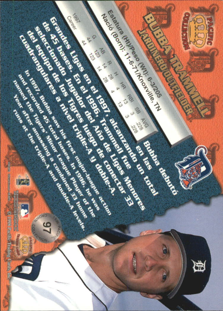 1998 Pacific Platinum Blue #97 Bubba Trammell back image