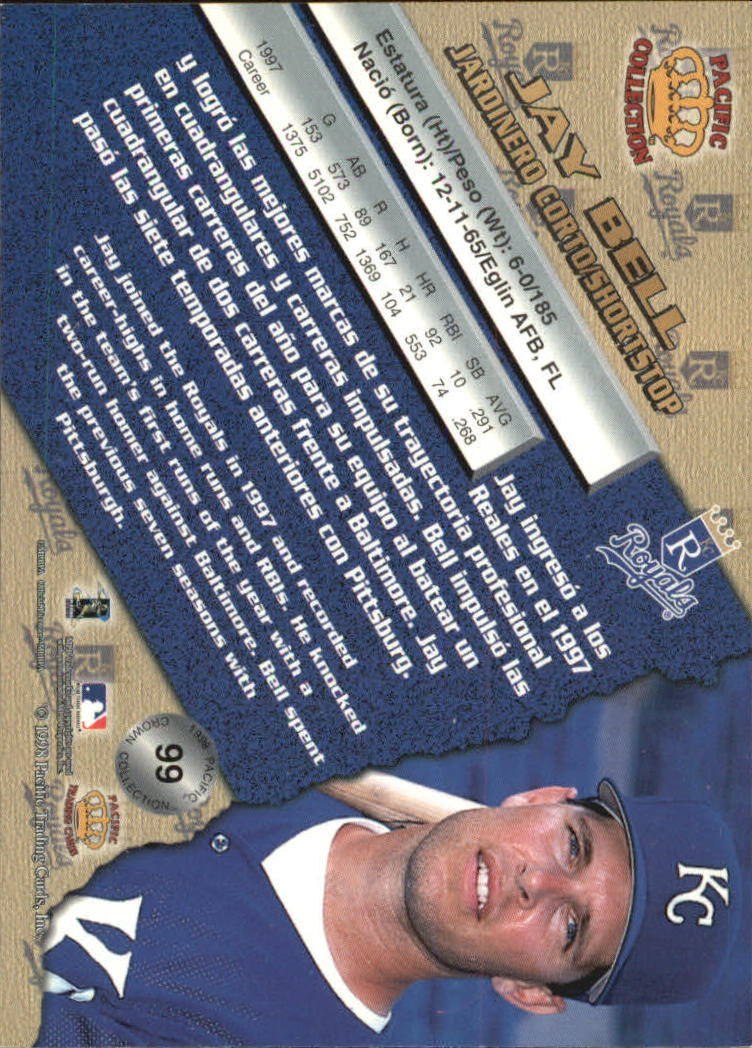 1998 Pacific Platinum Blue #99 Jay Bell back image
