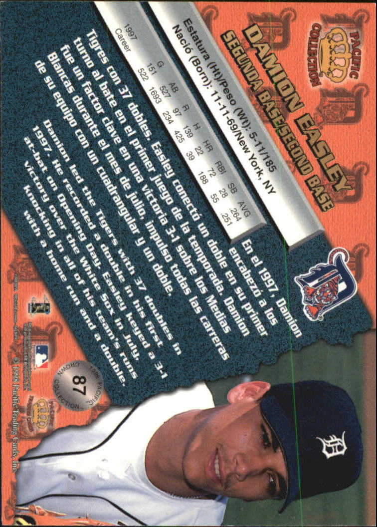 1998 Pacific Silver #87 Damion Easley back image