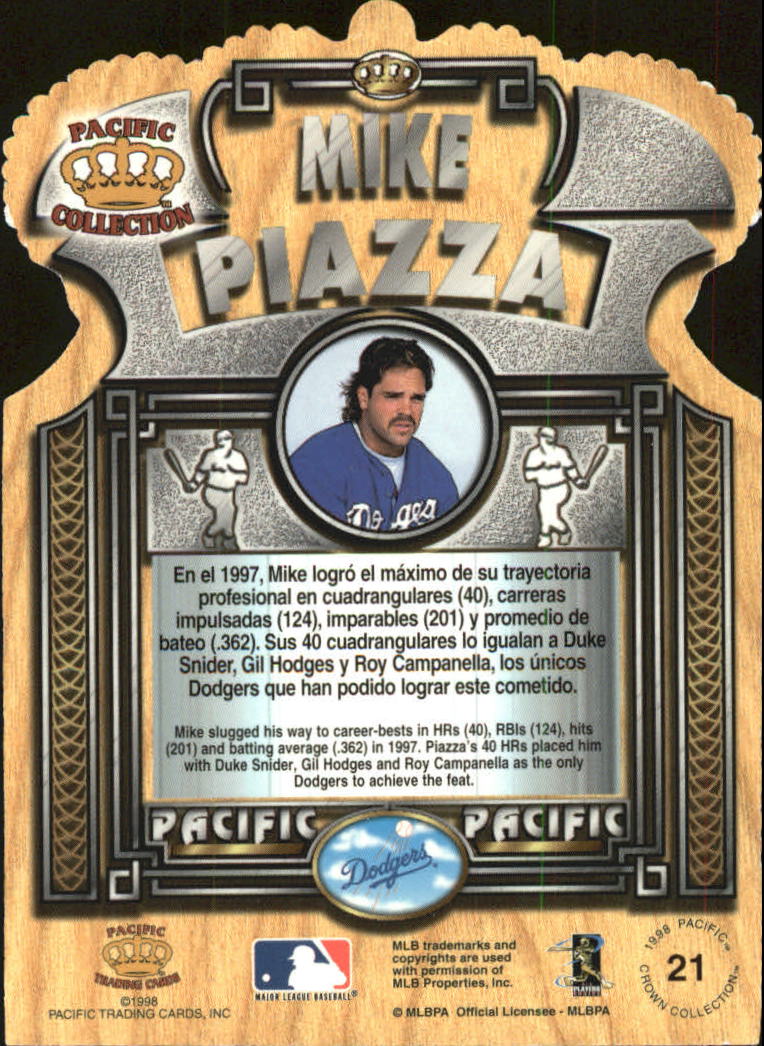 1998 Pacific Gold Crown Die Cuts #21 Mike Piazza back image