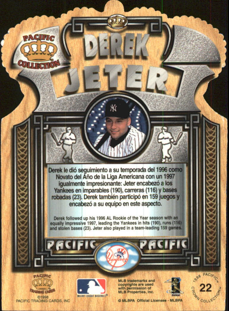1998 Pacific Gold Crown Die Cuts #22 Derek Jeter back image