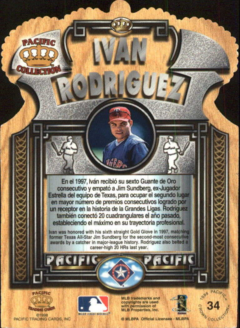 1998 Pacific Gold Crown Die Cuts #34 Ivan Rodriguez back image