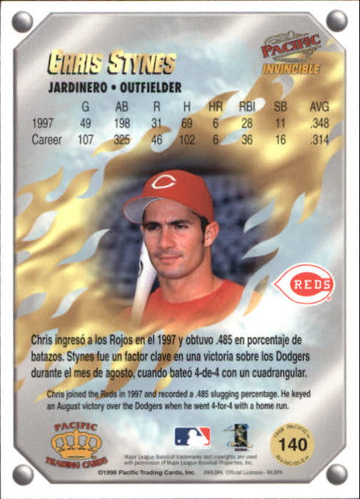 1998 Pacific Invincible Gems of the Diamond #140 Chris Stynes back image