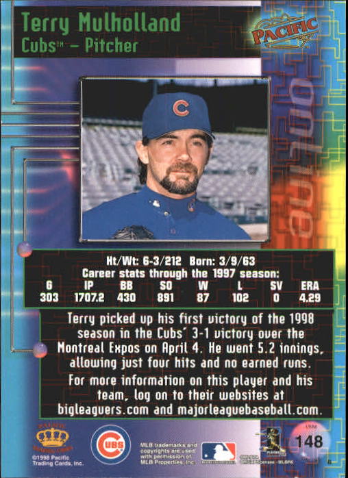 1998 Pacific Online #148 Terry Mulholland back image