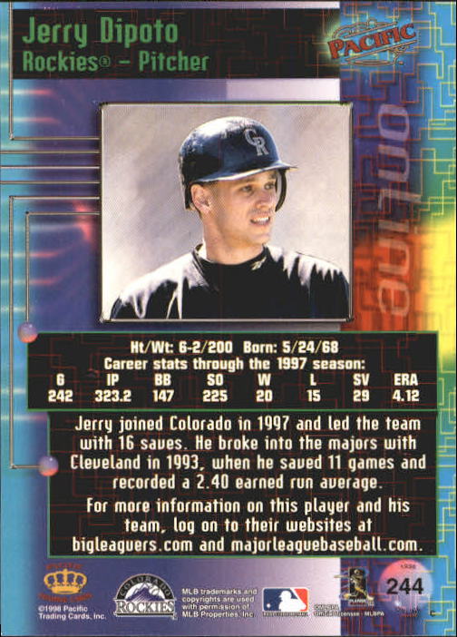 A2778- 1998 Pacific Online Baseball Cards 244-490 -You Pick- 15+ FREE US SHIP - Picture 3 of 394