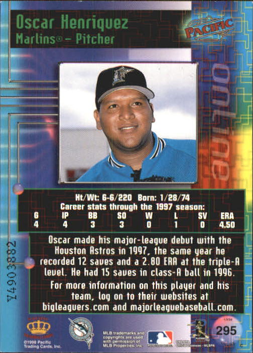 A2778- 1998 Pacific Online Baseball Cards 244-490 -You Pick- 15+ FREE US SHIP - Picture 96 of 394