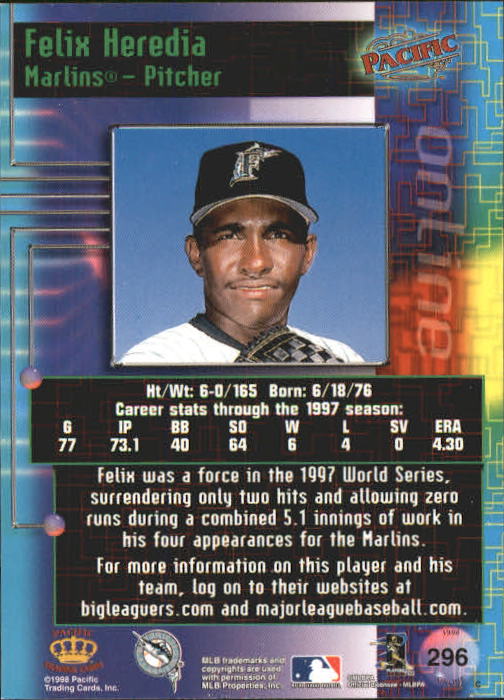 A2778- 1998 Pacific Online Baseball Cards 244-490 -You Pick- 15+ FREE US SHIP - Picture 98 of 394