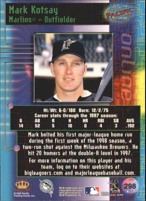 A2778- 1998 Pacific Online Baseball Cards 244-490 -You Pick- 15+ FREE US SHIP - Picture 102 of 394