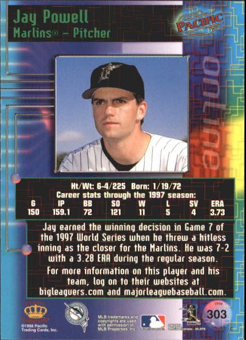 A2778- 1998 Pacific Online Baseball Cards 244-490 -You Pick- 15+ FREE US SHIP - Picture 112 of 394