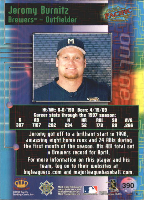 A2778- 1998 Pacific Online Baseball Cards 244-490 -You Pick- 15+ FREE US SHIP - Picture 260 of 394