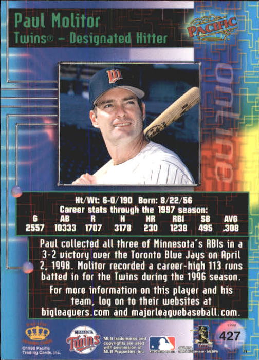 A2778- 1998 Pacific Online Baseball Cards 244-490 -You Pick- 15+ FREE US SHIP - Picture 309 of 394