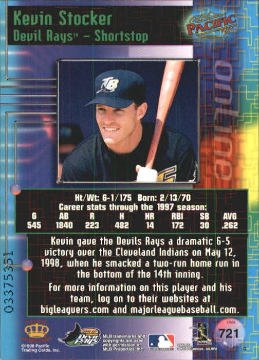 A2778- 1998 Pacific Online Baseball Cards 491-732 -You Pick- 15+ FREE US SHIP - Picture 239 of 250