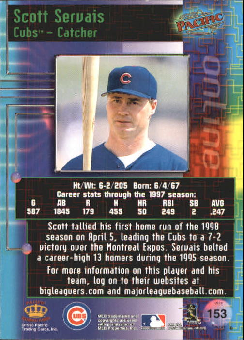 1998 Pacific Online Red #153 Scott Servais back image