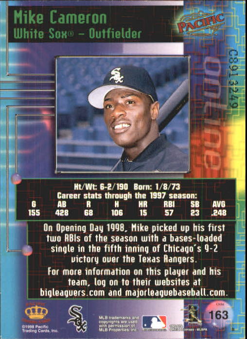 1998 Pacific Online Web Cards #163 Mike Cameron back image