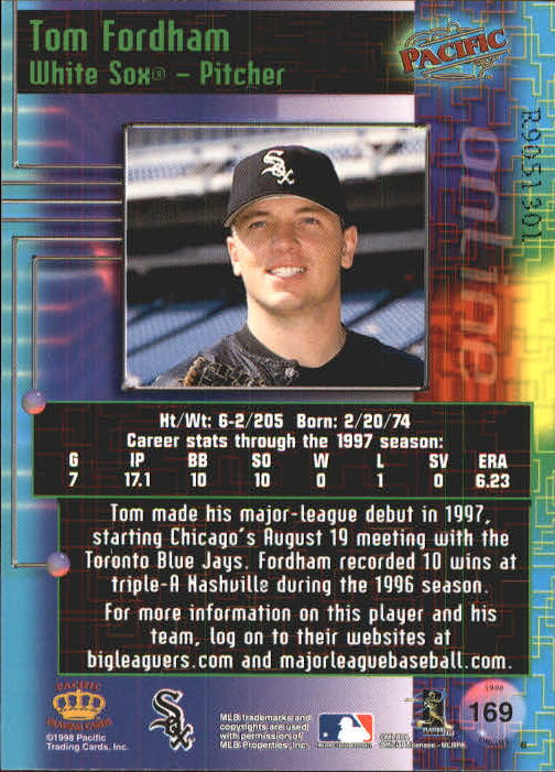 1998 Pacific Online Web Cards #169 Tom Fordham back image