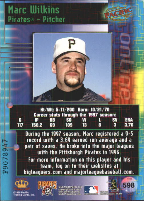 1998 Pacific Online Web Cards #598 Marc Wilkins back image