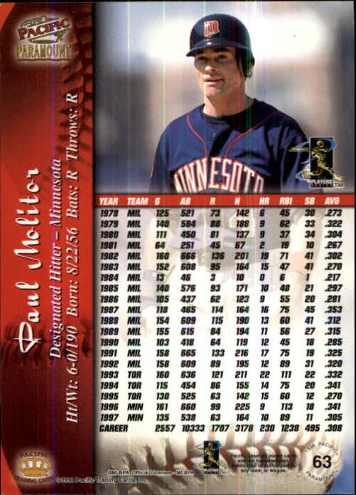 B5199- 1998 Paramount BB Card #s 1-250 +Rookies -You Pick- 15+ FREE US SHIP