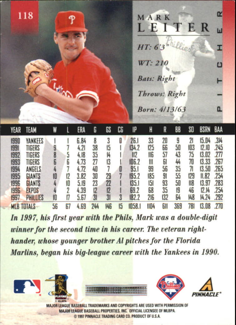 A7141- 1998 Pinnacle Baseball Cards 1-200 +Rookies -You Pick- 15+ FREE US SHIP - Picture 195 of 331
