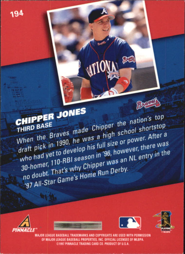 1998 Pinnacle #194 Chipper Jones GJ back image