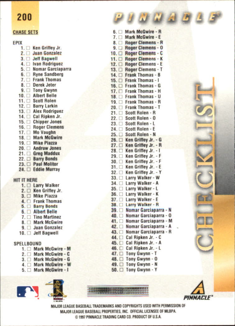 A7141- 1998 Pinnacle Baseball Cards 1-200 +Rookies -You Pick- 15+ FREE US SHIP - Picture 331 of 331