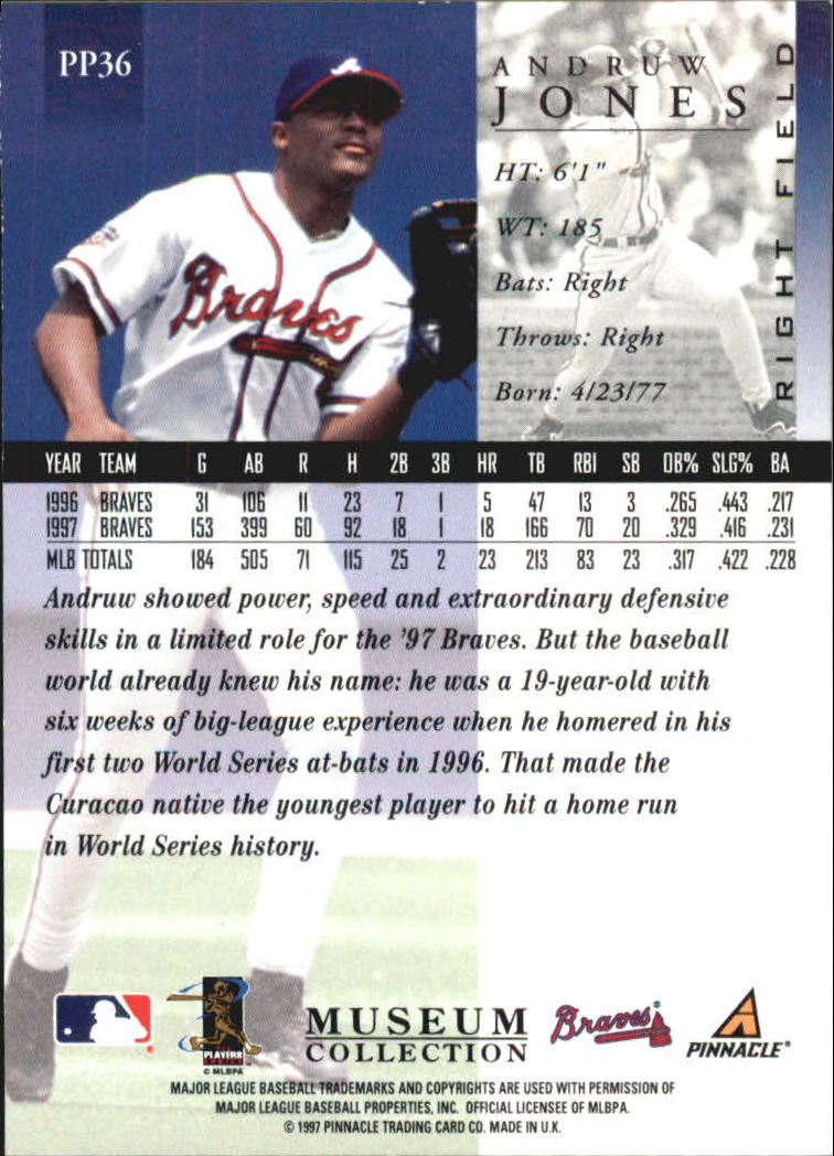 1998 Pinnacle Museum Collection #PP36 Andruw Jones