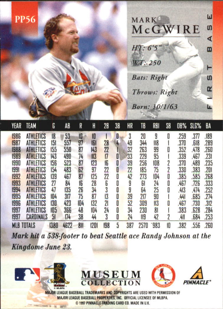 1998 Pinnacle Museum Collection #PP56 Mark McGwire