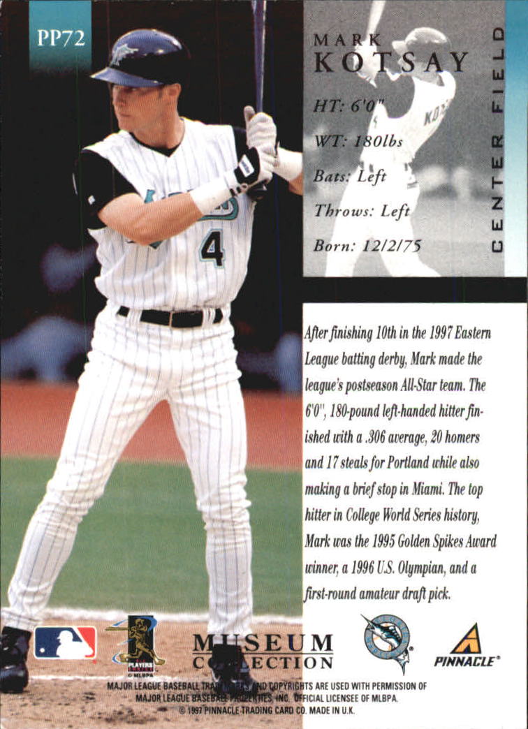 1998 Pinnacle Museum Collection #PP72 Mark Kotsay