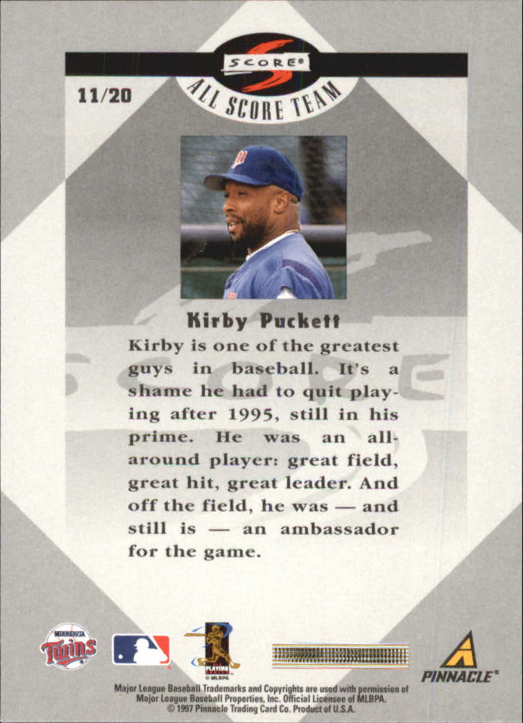 1998 Score All Score Team #11 Kirby Puckett back image