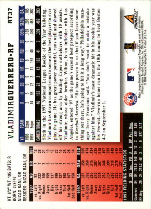 1998 Score Rookie Traded #37 Vladimir Guerrero back image