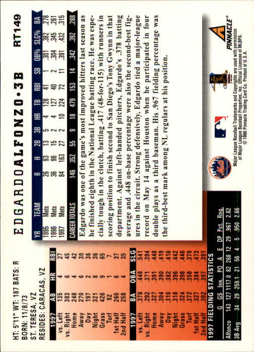 1998 Score Rookie Traded #149 Edgardo Alfonzo back image
