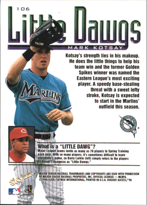 1998 Skybox Dugout Axcess Baseball "Main Set" Cards - Picture 129 of 195