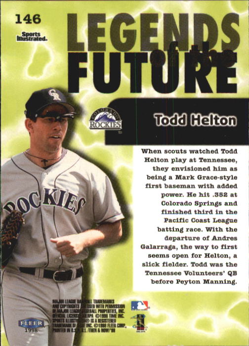 1998 Sports Illustrated Then and Now #146 Todd Helton back image
