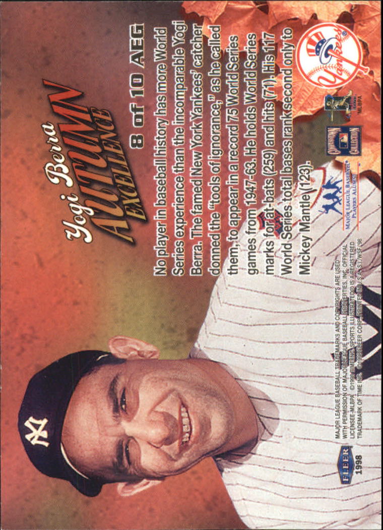 1998 Sports Illustrated World Series Fever Autumn Excellence Gold #8 Yogi Berra back image