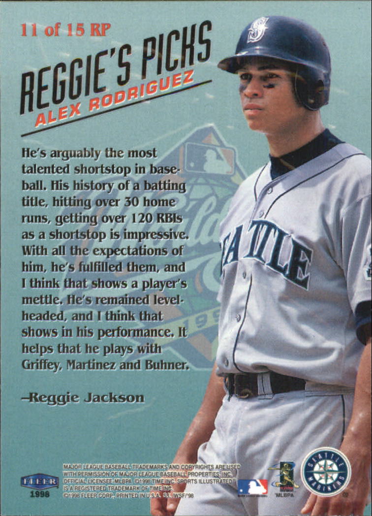 1998 Sports Illustrated World Series Fever Reggie Jackson's Picks #11 Alex Rodriguez back image