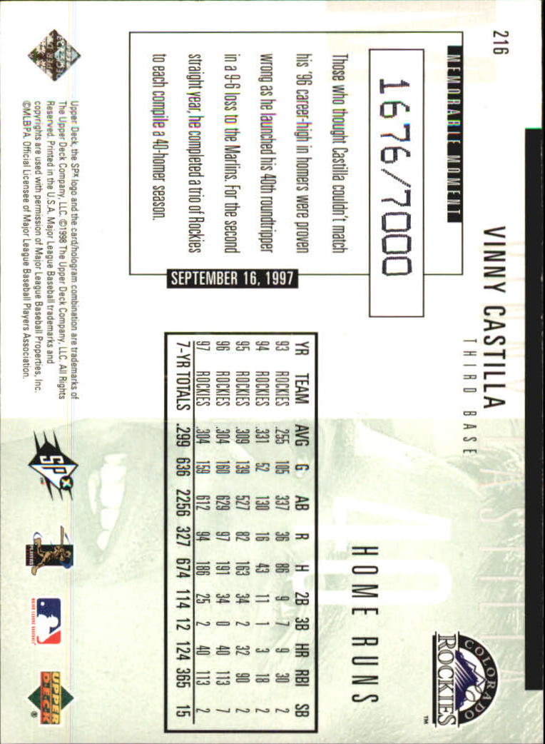 B3190- 1998 SPx Finite Assorted Baseball Cards -You Pick- 15+ FREE US SHIP - Picture 91 of 402