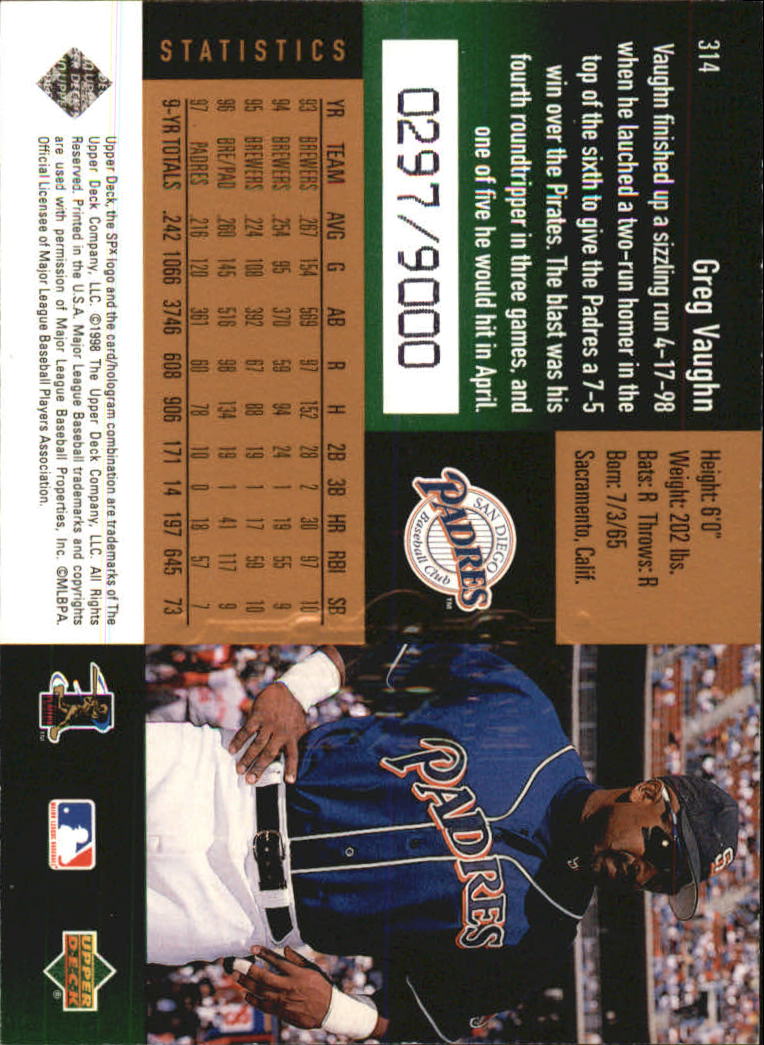 B3190- 1998 SPx Finite Assorted Baseball Cards -You Pick- 15+ FREE US SHIP - Picture 203 of 402