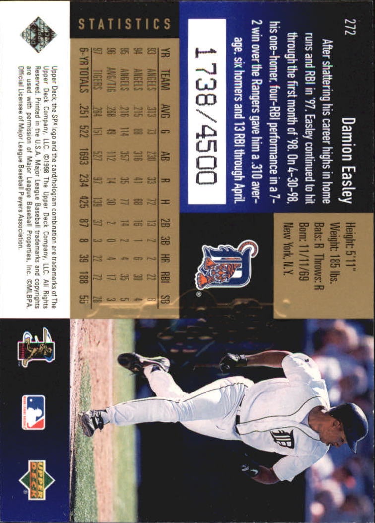 1998 SPx Finite Radiance #272 Damion Easley back image