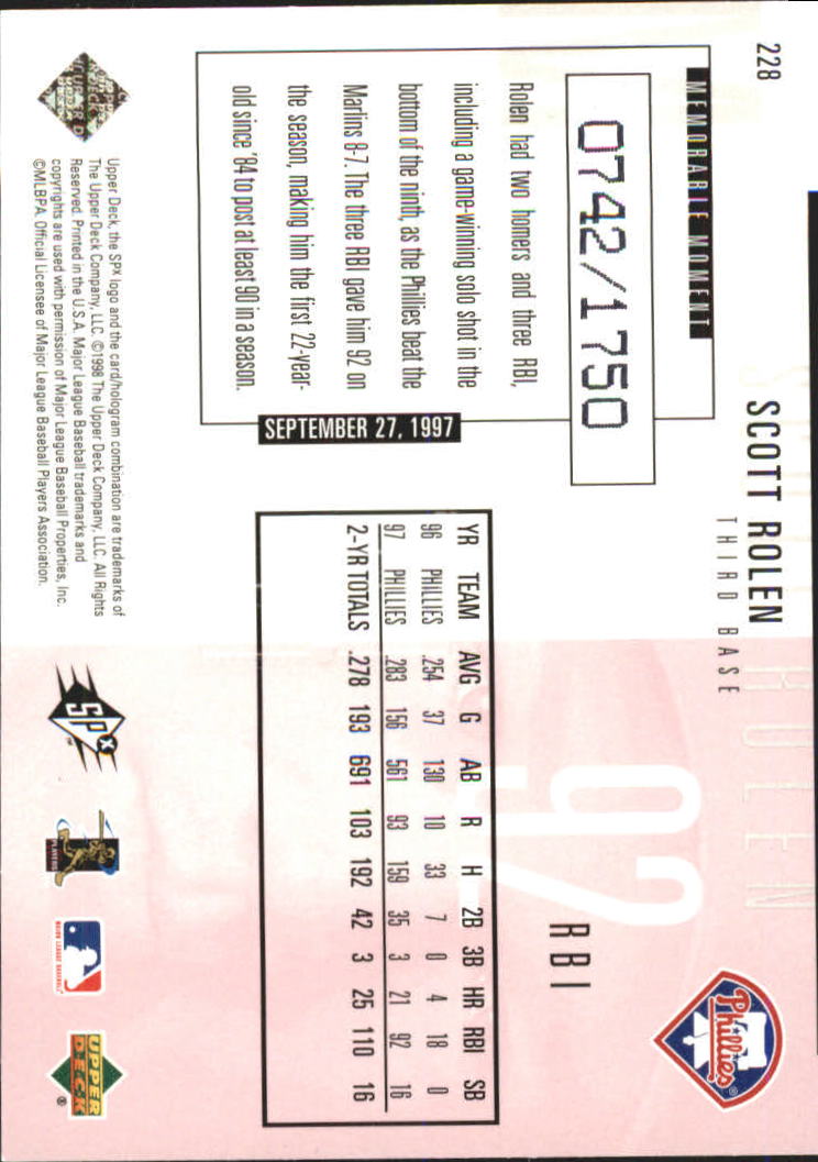 B3190- 1998 SPx Finite Assorted Baseball Cards -You Pick- 15+ FREE US SHIP - Picture 358 of 402