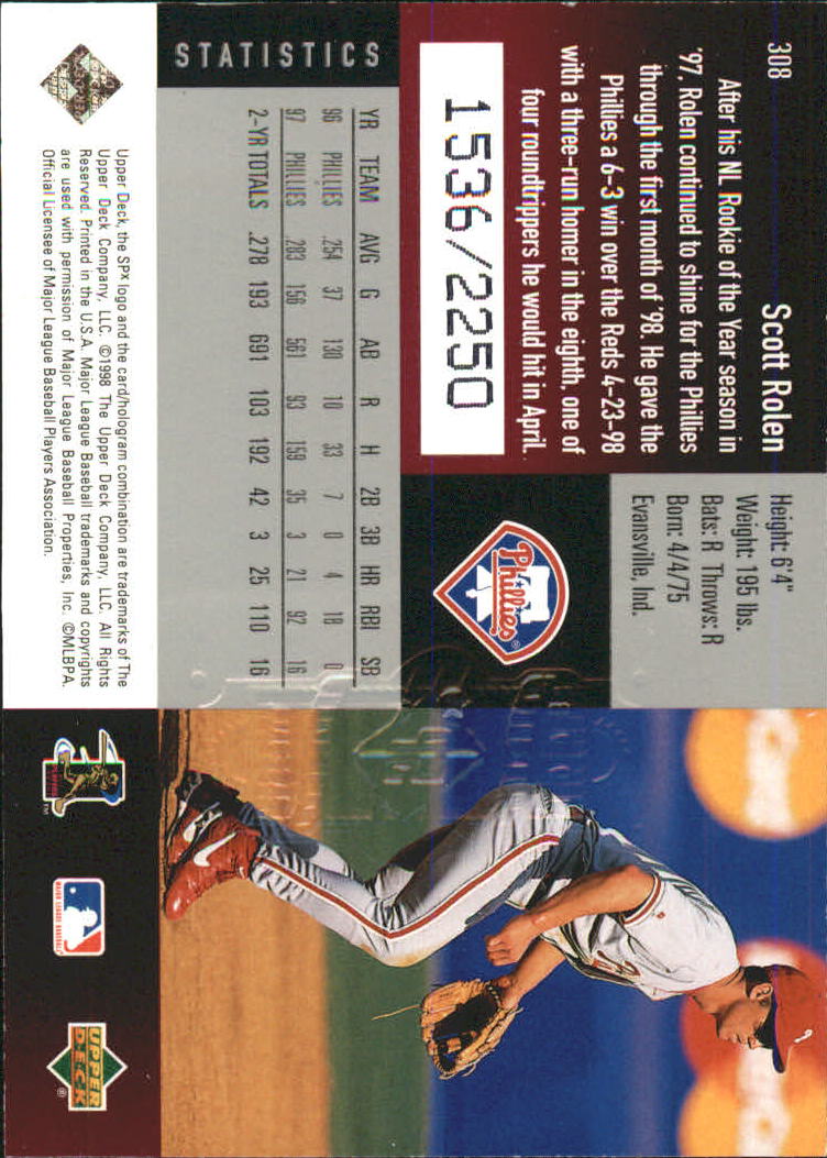 B3190- 1998 SPx Finite Assorted Baseball Cards -You Pick- 15+ FREE US SHIP - Picture 392 of 402