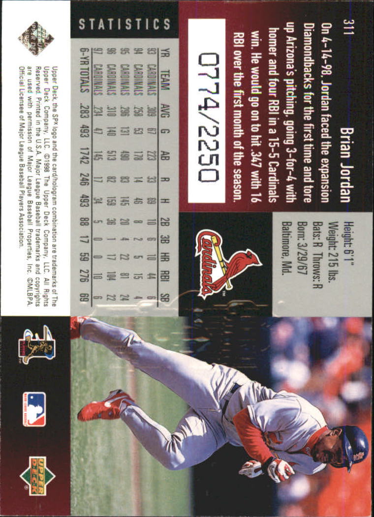 1998 SPx Finite Spectrum #311  Brian Jordan