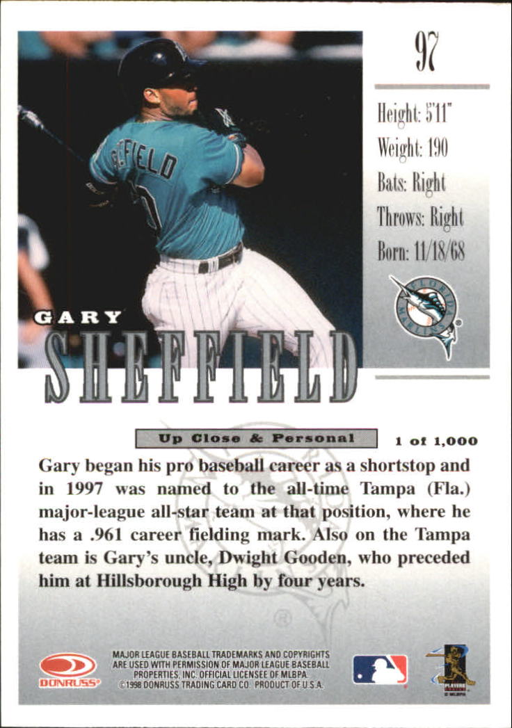1998 Studio Silver Press Proofs #97 Gary Sheffield back image