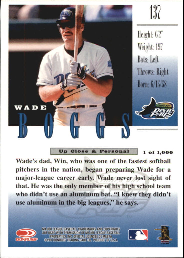 1998 Studio Silver Press Proofs #137 Wade Boggs back image