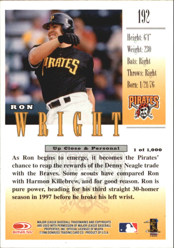 1998 Studio Silver Press Proofs #192 Ron Wright back image