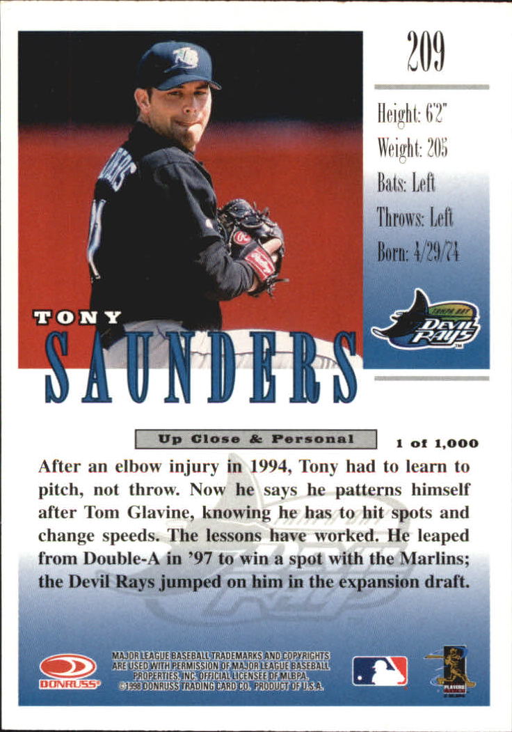 1998 Studio Silver Press Proofs #209 Tony Saunders back image
