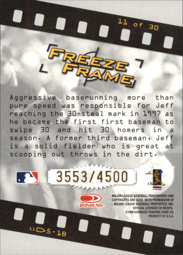 1998 Studio Freeze Frame #11 Jeff Bagwell back image