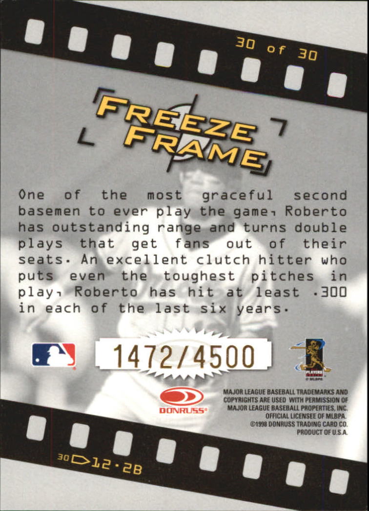 1998 Studio Freeze Frame #30 Roberto Alomar back image