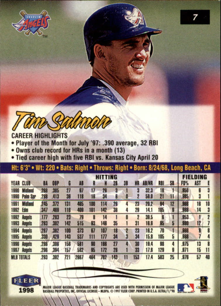 1998 Ultra #7 Tim Salmon back image