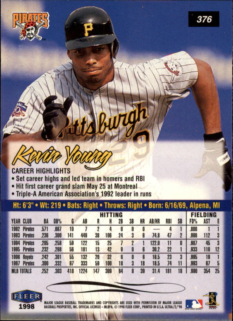 1998 Ultra #376 Kevin Young back image