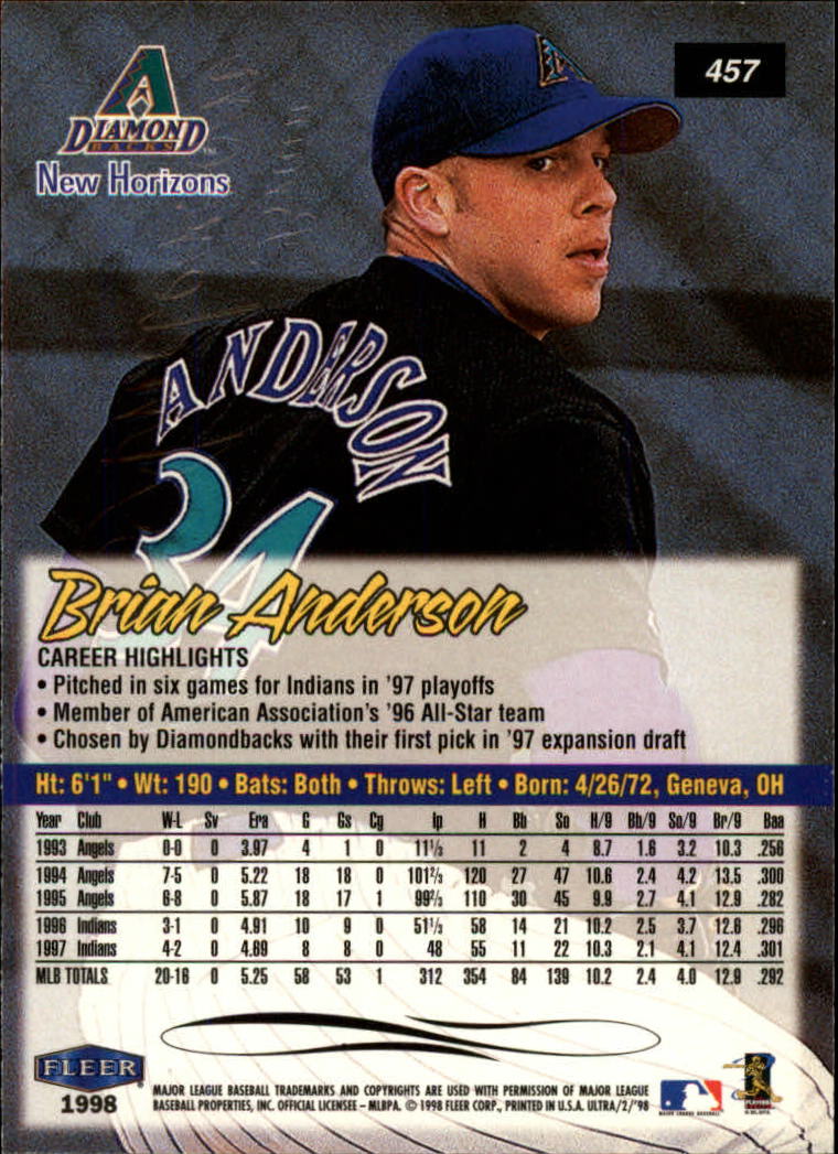 1998 Ultra #457 Brian Anderson back image