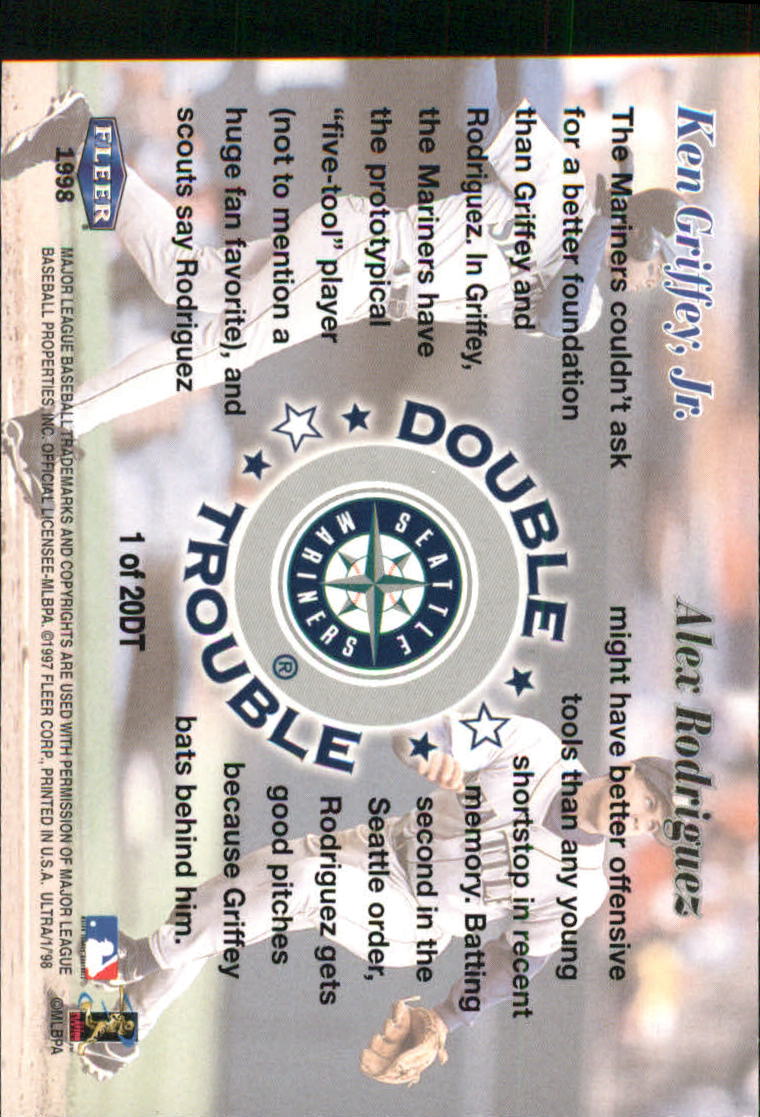 1998 Ultra Double Trouble #1 K.Griffey Jr./A.Rodriguez back image